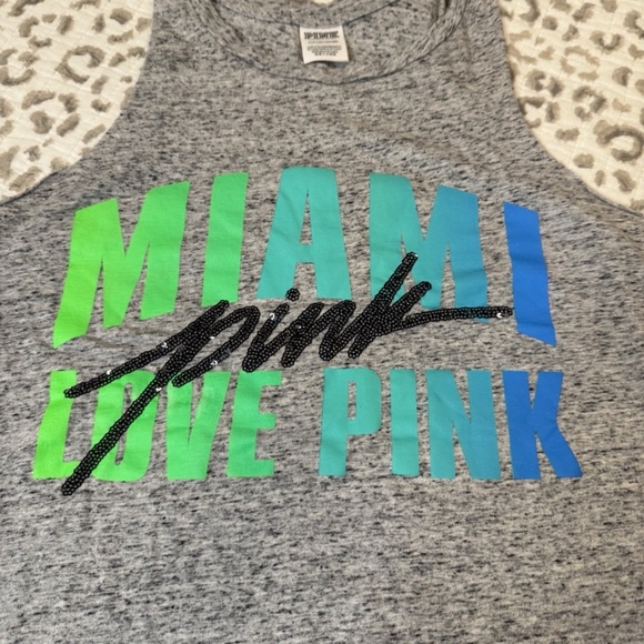 PINK Victoria's Secret Miami Love Pink Ombre/Sequin Tank Top; Grey; Size Small - Picture 3 of 7